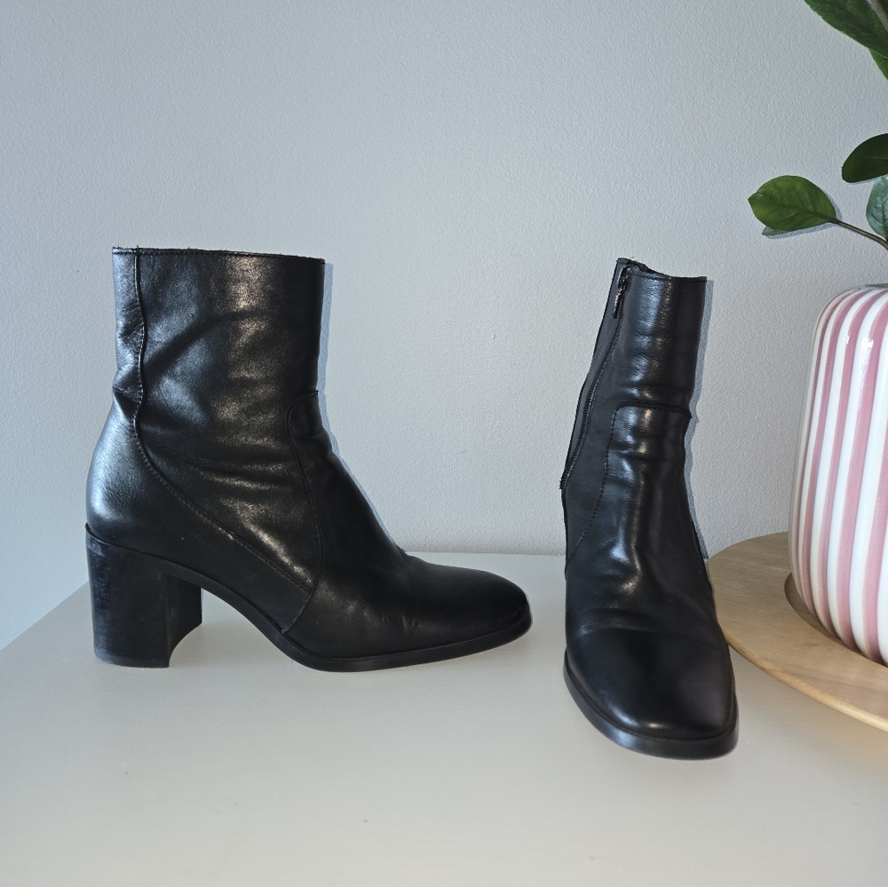 ZARA black leather boots